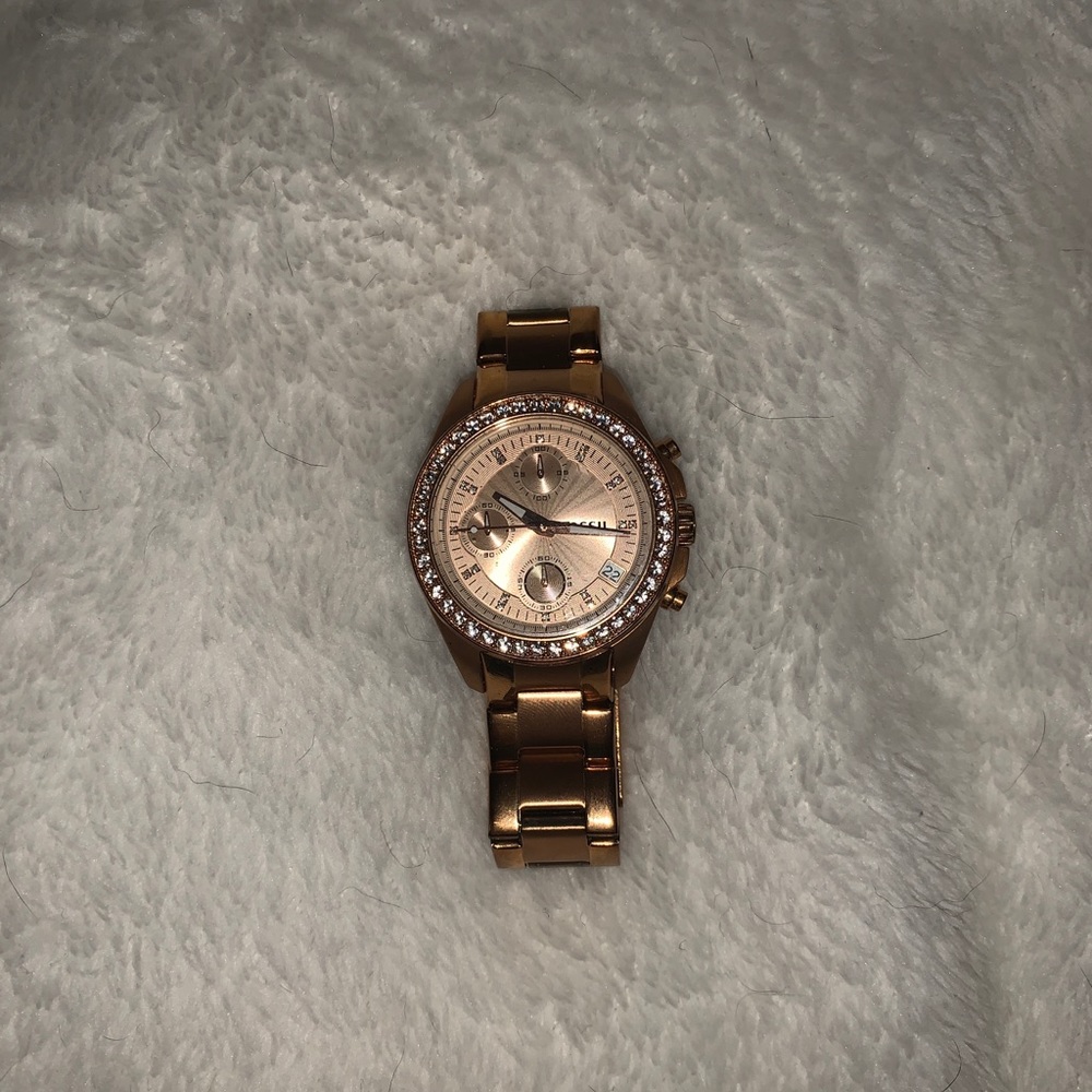 ~Authentic~ Fossil rose gold watch with diamonds